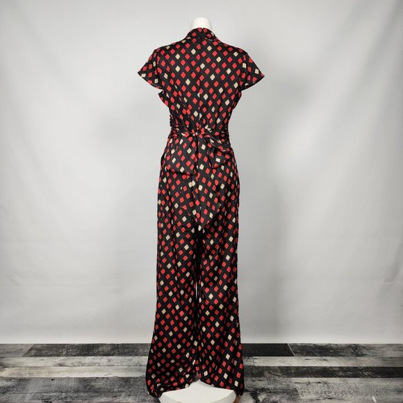 Venus Red & Black Wide Leg Jumpsuit Size M - Picture 8 of 16